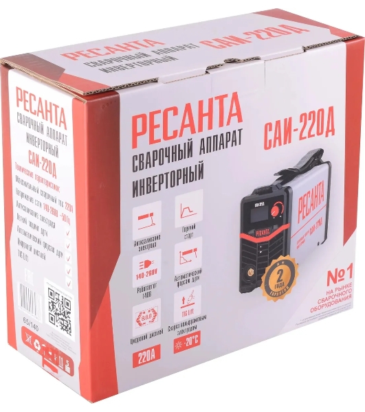 Сварочный аппарат Ресанта САИ-220Д инвертор ММА/TIG 7.8кВт