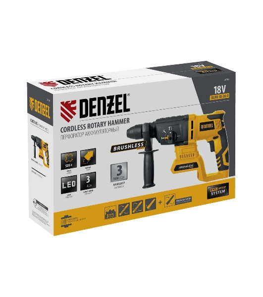 Перфоратор Denzel BLRH-IB-26-0, SDS-plus, 18 В, 3 Дж, от аккумулятора