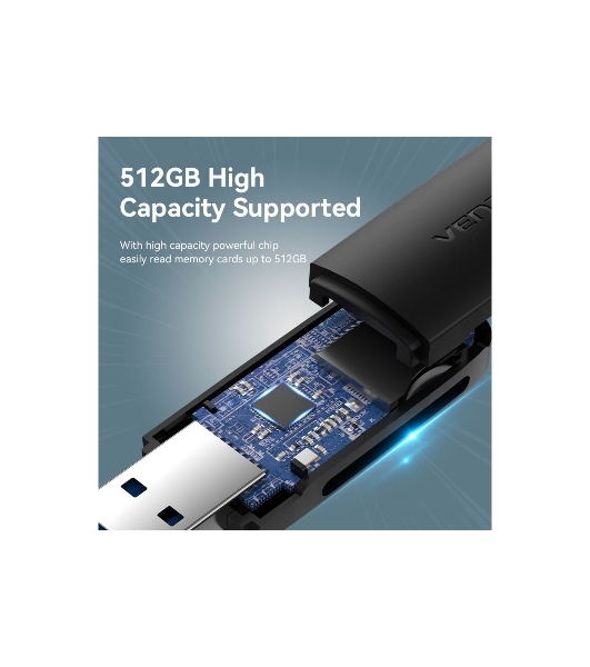 Кард-ридер Vention CLGB0/черный/SD,SDHC,SDXC,TF,micro-SD,micro-SDXC,miсro-SDHC/USB 3.0/пластик