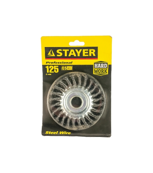 Кордщетка STAYER 35120-125 дисковая для УШМ плетенные пучки проволоки 0.5мм 125мм/22мм