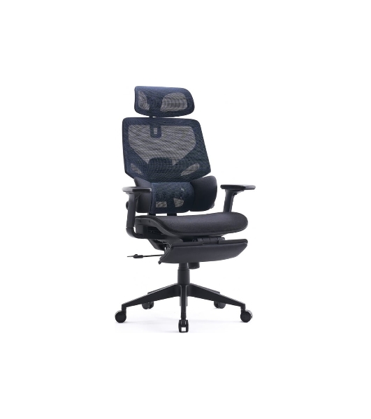 Кресло Cactus CS-CHR-MC01-BLBK синий, сетка, подголовник, подставка для ног