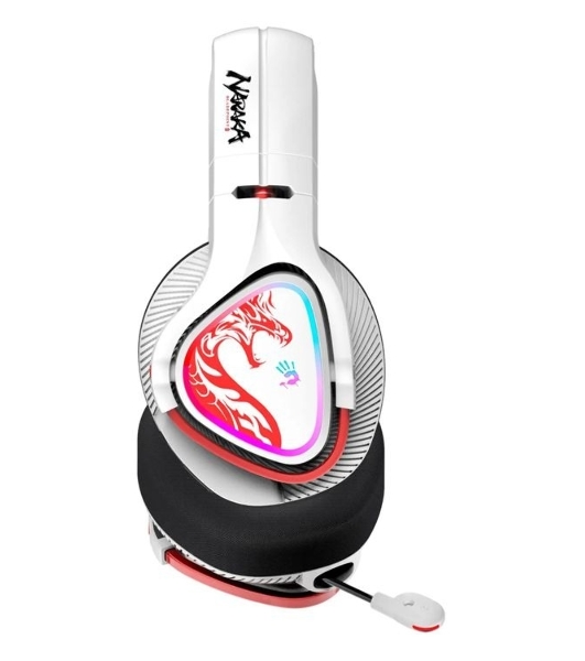 Гарнитура Bloody MR720 Naraka белый, беспроводная + проводная, радиоканал/Bluetooth/mini jack 3.5 мм, до 44 ч, подсветка