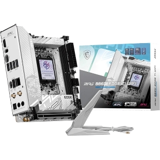 Материнская плата MSI MPG B860I EDGE TI WIFI, LGA 1851, Intel B860, 2xDDR5 (до 128 ГБ), 2xSATA, 2xM.2 (1xPCIe 5.0, 1xPCIe 4.0/SATA), 1xPCIe 5.0 x16, 1xHDMI, 1x5Gb LAN, Wi-Fi 7, Bluetooth 5.4, 1xUSB-C 40Gbps (Thunderbolt 4), 1xUSB-C 10Gbps, 1xUSB-A 10Gbps, 4xUSB-A 5Gbps, 2xUSB-A 2.0, 3x3.5 мм + S/PDIF оптический, 7.1, белый/серебристый, Mini-ITX