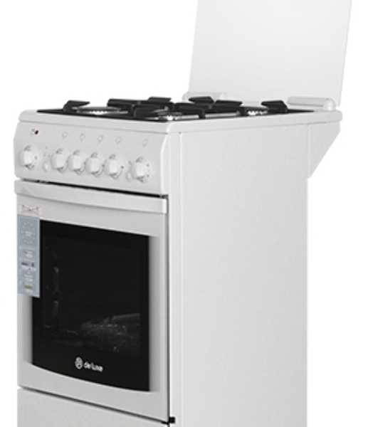 Плита комбинированная De Luxe 5040.20ГЭ (КР) ЧР белый, конфорок 4 шт, духовка 43 л, электроподжиг, 50 см x 85 см x 50 см