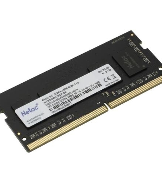 Оперативная память NETAC Basic, DDR4, 4GB (1x4GB), 2666MHz, CL19, SO-DIMM