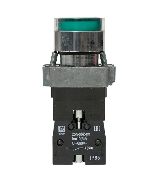 Кнопка BA31 с подсветкой 230В зел. NO IP65 PROxima EKF xb2-bw31-230-65