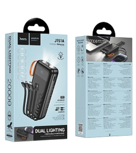 Портативный аккумулятор HOCO (6942007653374) J151A 20000mAh 1USB+1Type-C 2.0A, черный