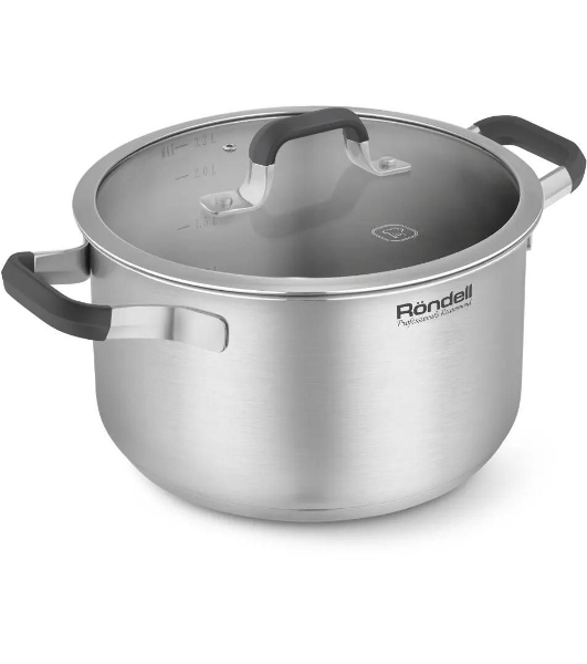 Кастрюля Rondell Stolz RDS-1753, 3.2 л, 20 см, с крышкой, сталь