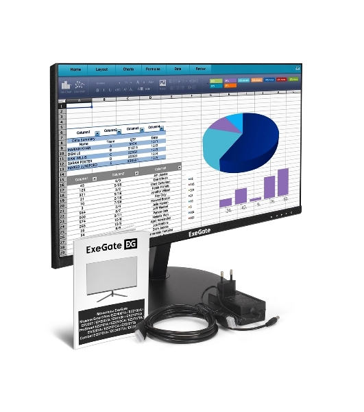 Монитор 21.5' ExeGate EP2207 IPS 1920x1080, 75 Гц, 5 мс, 16:9, 250 кд/м2, 1xHDMI, 1xVGA, 1x3.5 мм, черный
