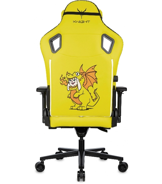 Кресло Knight Craft Dragon желтый, экокожа, 120 кг, механизм качания