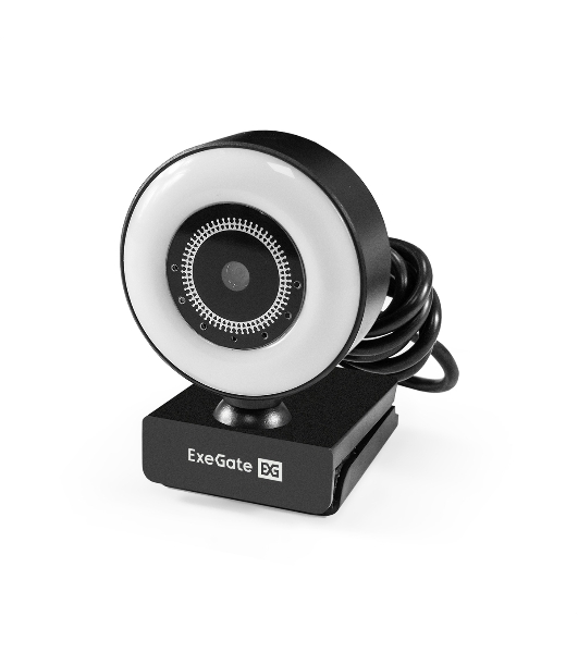 Веб-камера ExeGate eStudio EW-721 2560x1440, 30 кадр/с, USB Type-A, микрофон (2 шт, шумоподавление), автоматическая фокусировка, автоосвещение, универсальное крепление