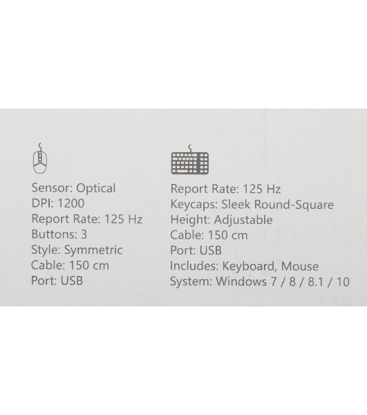 Комплект клавиатура+мышь A4Tech FStyler F1512 проводной, USB, 1200 DPI, белый