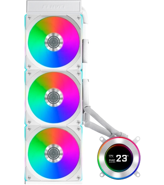 Система жидкостного охлаждения Lian-Li HydroShift II LCD-C 360CL ARGB Soc-AM5/AM4/1700/1851 белый 4-pin 31dB Al+Cu LCD Ret (G89.GHS2LCD36RW.R0)