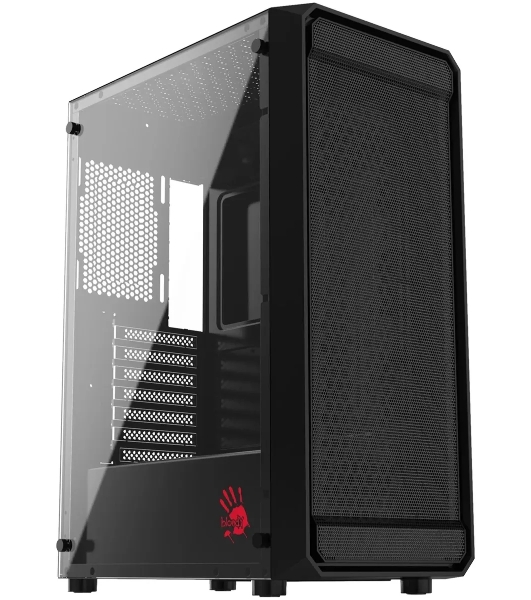Компьютерный корпус Bloody BD-CC114 черный без БП ATX 8x120мм 1xUSB 2.0 1xUSB 3.0 audio bott PSU