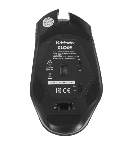 Мышь беспроводная Defender Glory GM-514 черный, 3200 dpi, радиоканал, USB, кнопки - 7