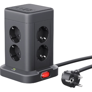 Сетевой фильтр Defender ILS 451 черный (2 м, 8 розеток, 2USB-A, 2USB-C)