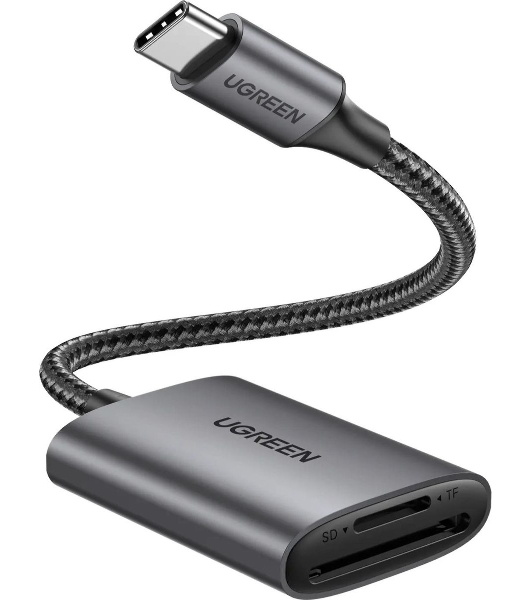Кард-ридер UGREEN CM401/серый/SD,TF/USB Type-C/пластик