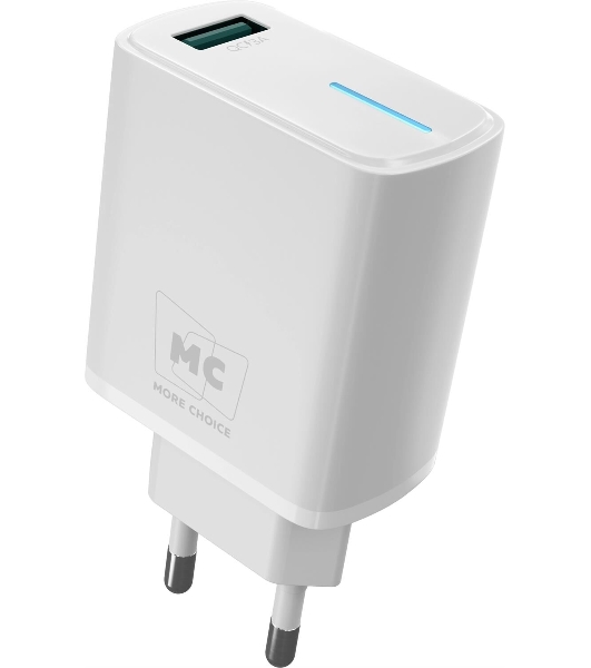 Сетевое зарядное устройство MORE CHOICE (4620202555878) NC63 СЗУ 1USB 3.0A QC3.0 15W, белый