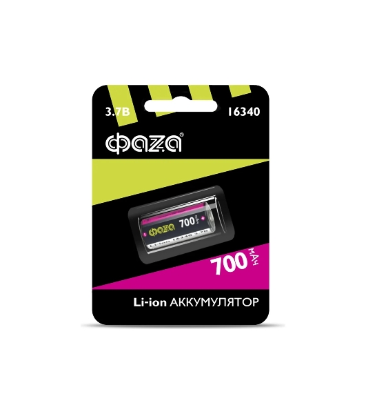 Аккумулятор 16340 3.7В Li-Ion 700 мАч без платы защиты BL-1 ФАZА 5039087