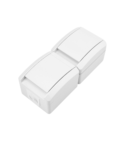 Блок вертикальный 2 розетки Kranz INDUSTRIAL IP54 с заземлением, о/у, белый