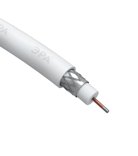 Кабель коаксиальный ЭРА RG-6U CCS/оплетка Al 48проц. PVC Simple 75Ом белый