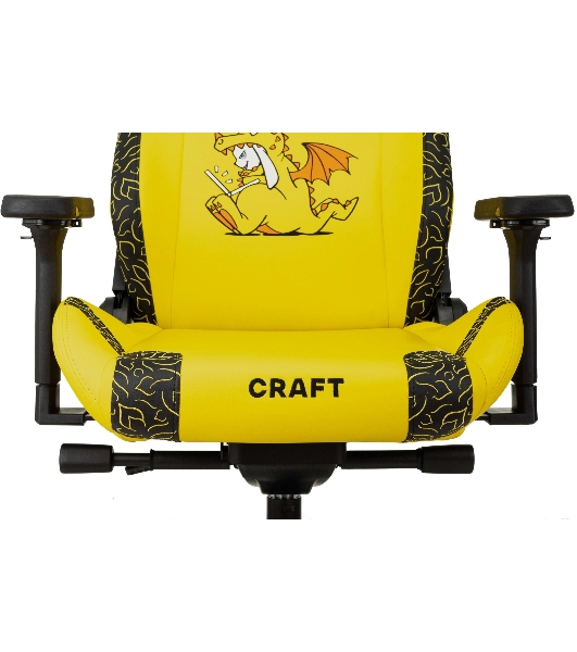 Кресло Knight Craft Dragon желтый, экокожа, 120 кг, механизм качания