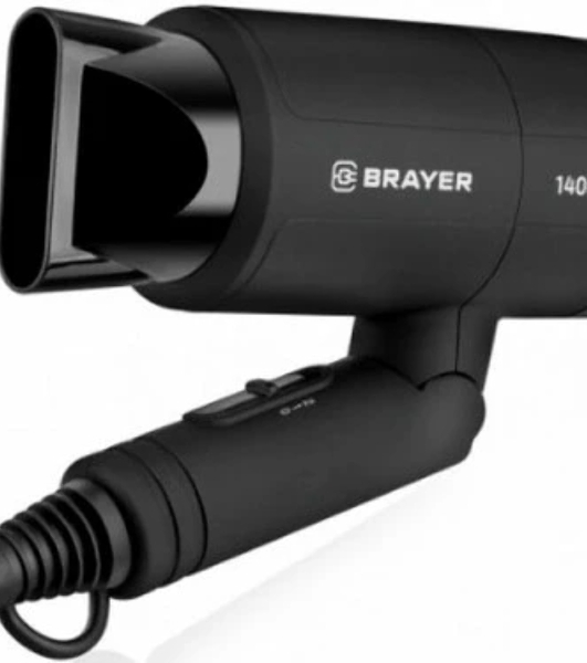 Фен BRAYER BR3040 черный, 1400 Вт, компактный