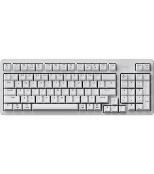 Клавиатура Logitech K868 гибридная, USB Type-A, Bluetooth, радиоканал, белый