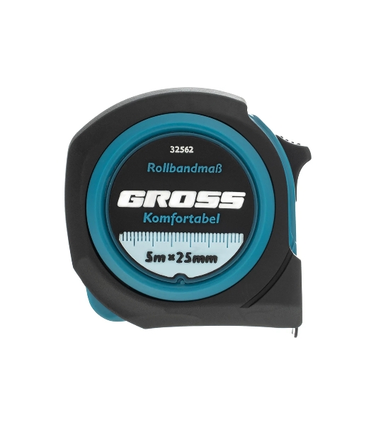 Рулетка Gross Komfortabel, 5 м х 25 мм, обрезиненный корпус