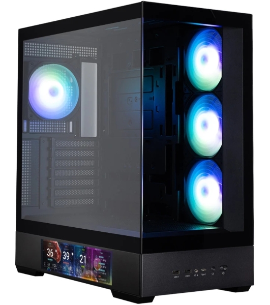 Компьютерный корпус ZALMAN P40 DS, ATX, черный, WINDOW, 9.1-inch LCD screen, 2xCombo(2.5” or 3.5”), 1x2.5”, 1xUSB TYPE-C, 2xUSB 3.0, SIDE 3x120мм ARGb, REAR 1x120мм ARGb