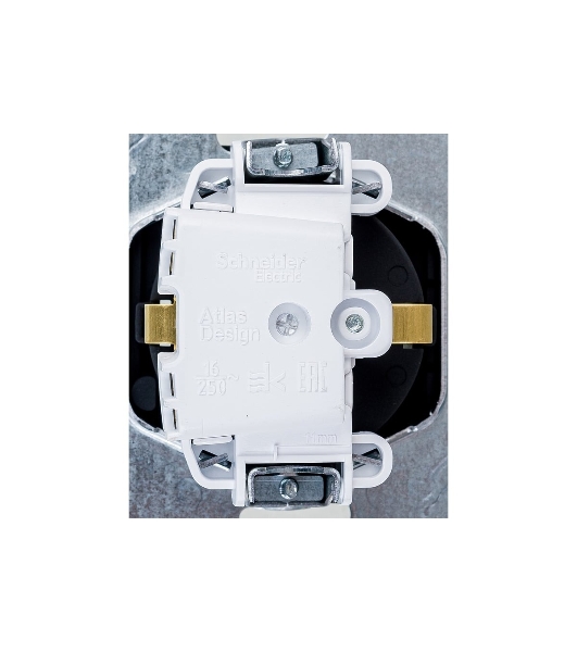 Механизм розетки 1-м СП AtlasDesign Aqua 16А IP44 с заземл. защ. шторки с прозрачной крышкой карбон SchE ATN441046