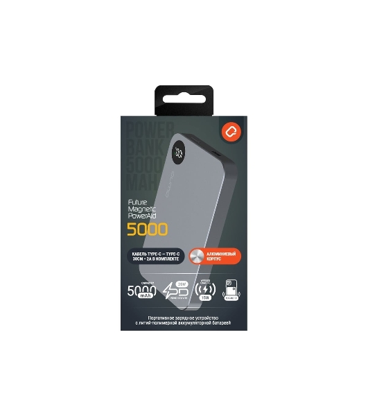 Портативный аккумулятор QUMO Future Magnetic PowerAid 5000mAh W15 темно-серый FMPA-5C-S1