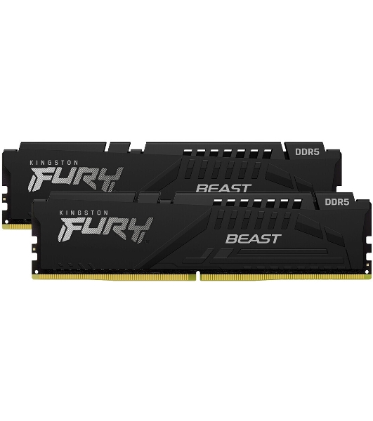 Оперативная память Kingston Fury Beast, DDR5, 32GB (2x16GB), 5600MHz, CL36, DIMM, с радиаторами, черный