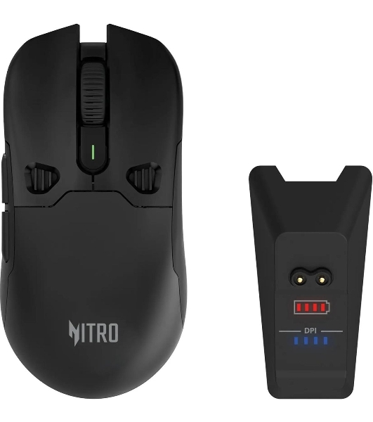 Мышь беспроводная Acer Nitro OMR404 черный, 6400 dpi, радиоканал, Bluetooth, USB, кнопки - 6
