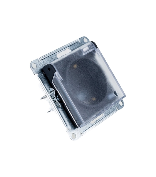 Механизм розетки 1-м СП AtlasDesign Aqua 16А IP44 с заземл. защ. шторки с прозрачной крышкой карбон SchE ATN441046
