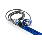 Блок силовых розеток Rem Rem-32, IEC 60320 С13 х 24, IEC 60320 С19 х 6, вход IEC 309, шнур 3 м, 1 463мм, однофазный 32А, автомат + индикатор, серый, фото 1