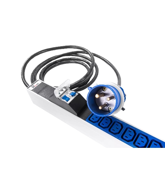 Блок силовых розеток Rem Rem-32, IEC 60320 С13 х 24, IEC 60320 С19 х 6, вход IEC 309, шнур 3 м, 1 463мм, однофазный 32А, автомат + индикатор, серый