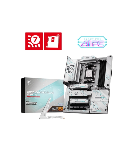 Материнская плата MSI B850 GAMING PLUS WIFI PZ, AM5, AMD B850, 4xDDR5, 4xSATA, 3xM.2, 1xPCIe 5.0 x16, 1xPCIe 4.0 x4, 2xPCIe 3.0 x1, 1xDP, 1x5Gb LAN, Wi-Fi 7, Bluetooth 5.4, 2xUSB-C 10Gbps, 1xUSB-C 5Gbps, 1xUSB-A 10Gbps, 1xUSB-A 5Gbps, 4xUSB-A 2.0, 3x3.5 мм, 7.1, ATX