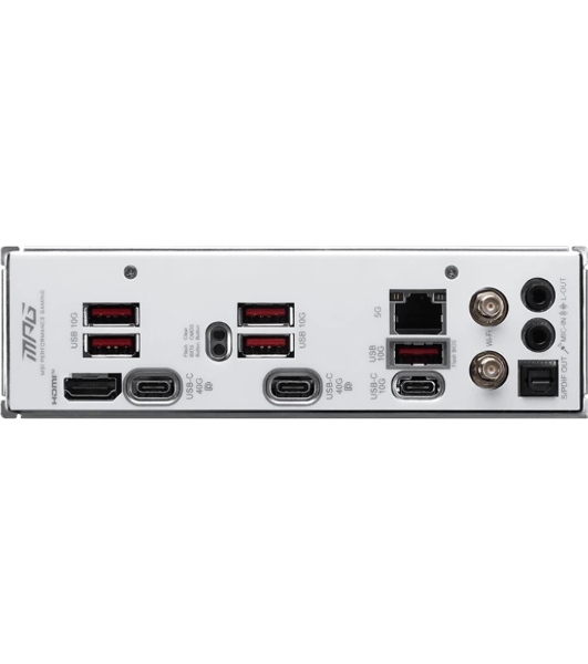 Материнская плата MSI MPG X870I EDGE TI EVO WIFI, AM5, AMD X870, 2xDDR5 (до 128 ГБ), 2xSATA, 3xM.2 (1xPCIe 5.0, 2xPCIe 4.0), 1xPCIe 5.0 x16, 1xHDMI, 1x5Gb LAN, Wi-Fi 7, Bluetooth 5.4, 2xUSB-C 40Gbps (USB4), 1xUSB-C 10Gbps, 5xUSB-A 10Gbps, 3x3.5 мм + S/PDIF оптический, 7.1, белый/серебристый, Mini-ITX