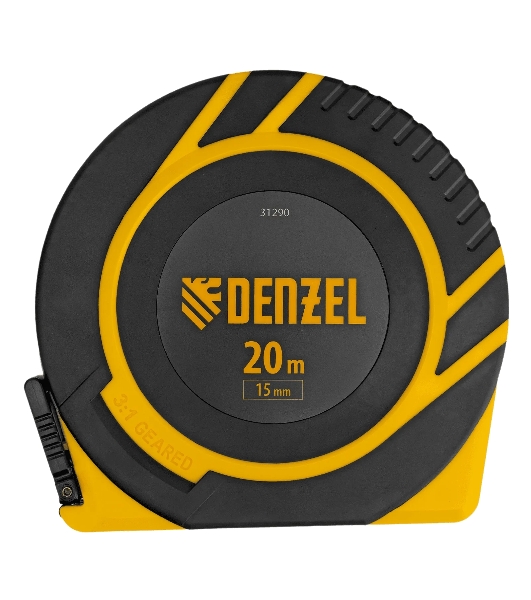 Рулетка геодезическая Denzel 20 м х 15 мм, закрытый корпус, фиберглассовая лента