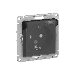 Механизм розетки 1-м СП AtlasDesign Aqua 16А IP44 с заземл. защ. шторки с прозрачной крышкой карбон SchE ATN441046, фото 1