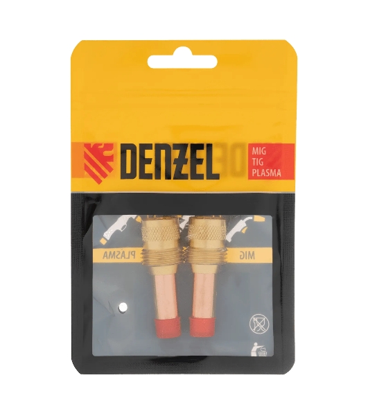 Держатель цанги Denzel с газовой линзой для электрода 2,4 мм, 2 шт