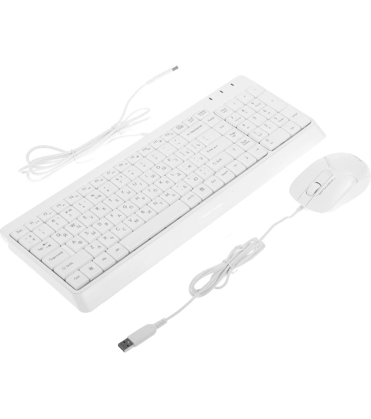 Комплект клавиатура+мышь A4Tech FStyler F1512 проводной, USB, 1200 DPI, белый