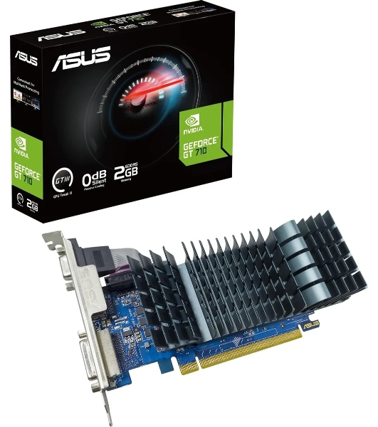 Видеокарта Asus PCI-E GT710-SL-2GD5-BRK-EVO NVIDIA GeForce GT 710 2Gb 64bit GDDR5 954/5012 DVIx1 HDMIx1 CRTx1 HDCP Ret low profile