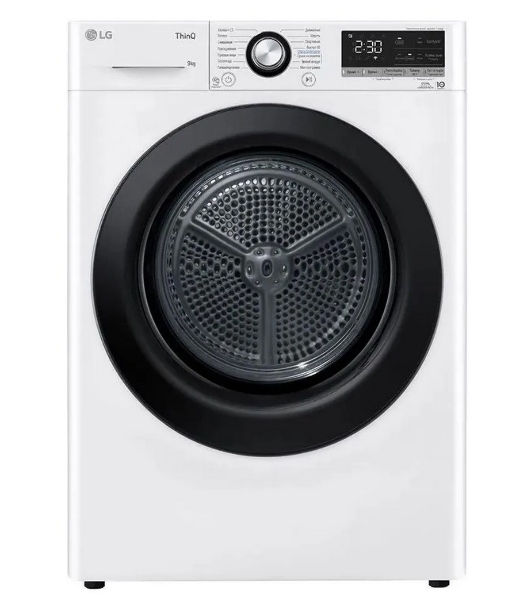 Сушильная машина LG DC90V3V6W белый, 9 кг, сушка - тепловой насос, программ - 14, 60 x 85 x 66 см