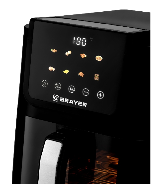 Аэрогриль Brayer 2041BR черный, 1500 Вт, 5 л, сенсор, 8 программ