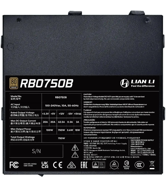Блок питания Lian-Li ATX 750W BX0750B Gen.5 80+ bronze (20+4pin) APFC 120мм fan 12xSATA RTL