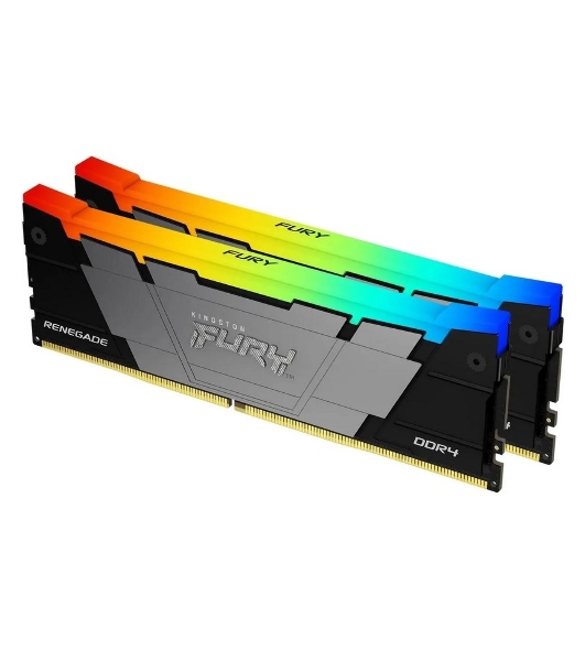 Оперативная память Kingston Fury Renegade, DDR4, 32GB (2x16GB), 3200MHz, CL16, DIMM, с радиатором, RGB, серебристый/черный