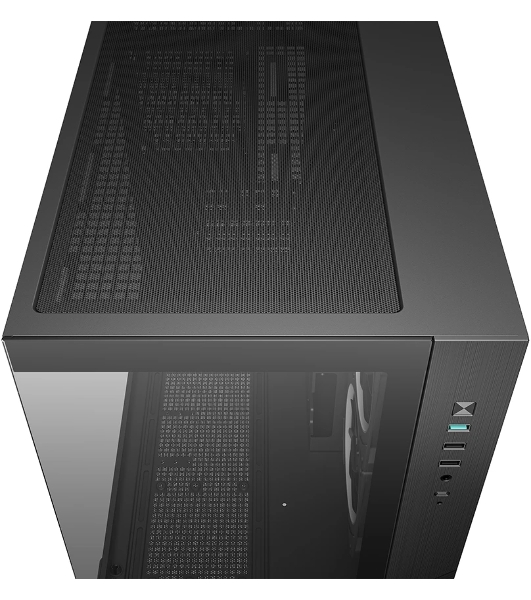 Компьютерный корпус Deepcool CG330 3F без БП, боковое окно (панорама), 3x120мм ARGB PWM вентилятора, черный, mATX