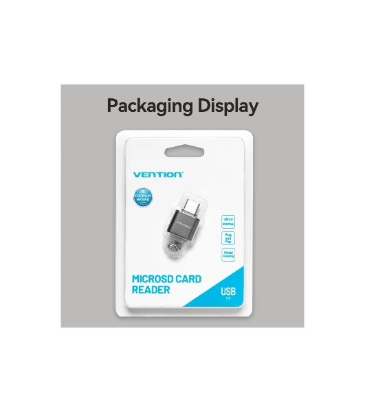 Кард-ридер Vention CLMH0/серый/OTG USB 2.0 CM/MicroSD/USB Type-C/металл